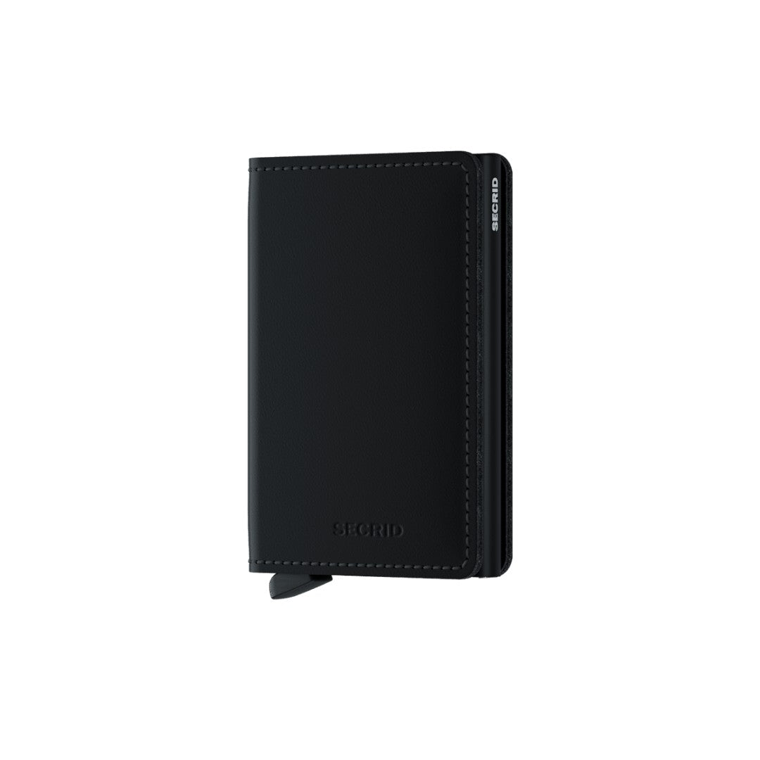 Secrid portafogli compatto in alluminio e pelle "Slimwallet Matte" Nero SM.BLACK