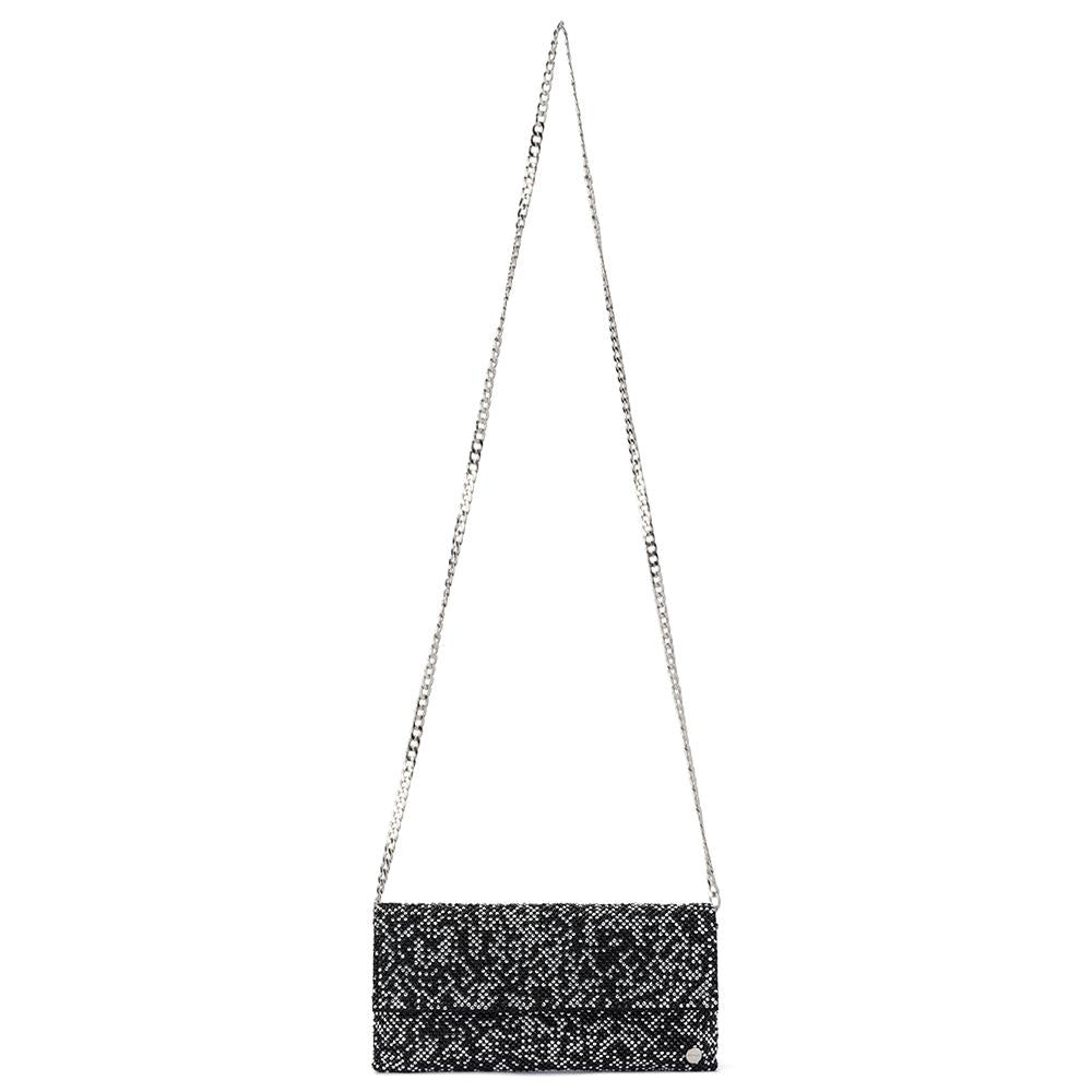 Olga Berg borsa da cerimonia in metallo "Gemma" Bianco e nero OB5280.BLACK SILVER