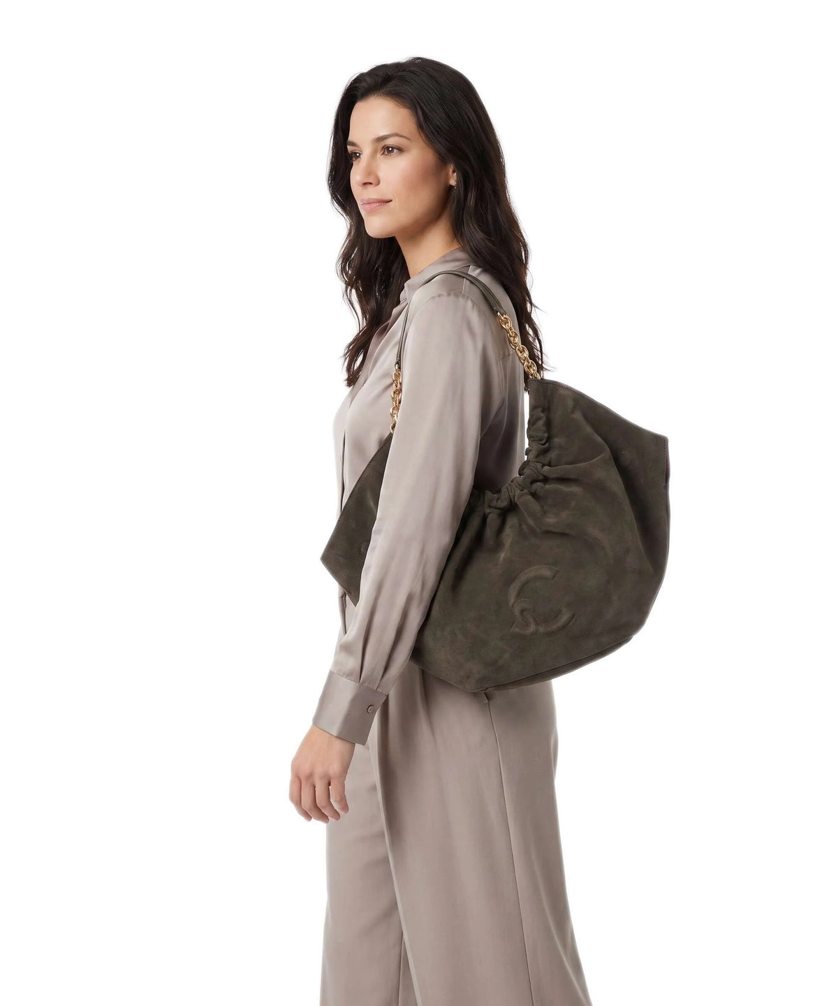Coccinelle borsa a spalla in camoscio "Smash" Verde E1V5G110201.W25 FANGO