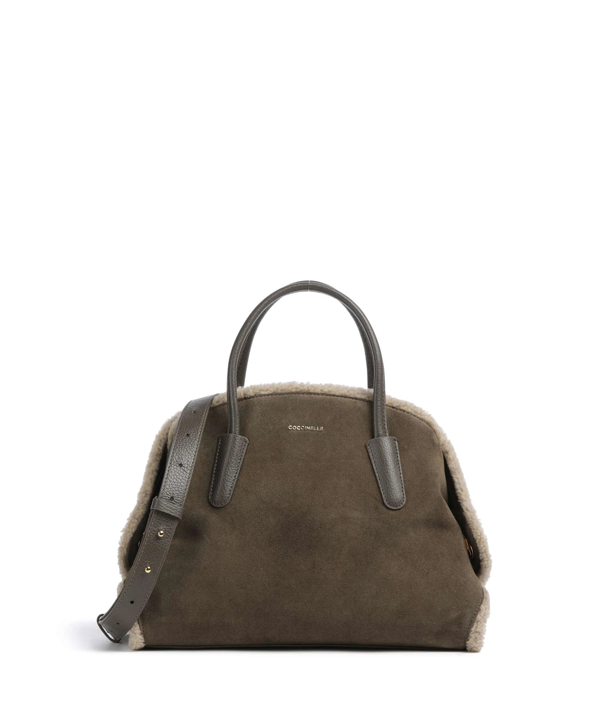 Coccinelle borsa a mano in camoscio "Tylde Suede Ecofur" Verde E1V7M180201.509 FANGO-WARM TAUPE