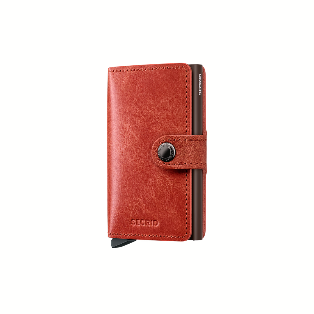 Secrid portafogli compatto in alluminio e pelle "Miniwallet Vintage" Arancione MV.ORANGE