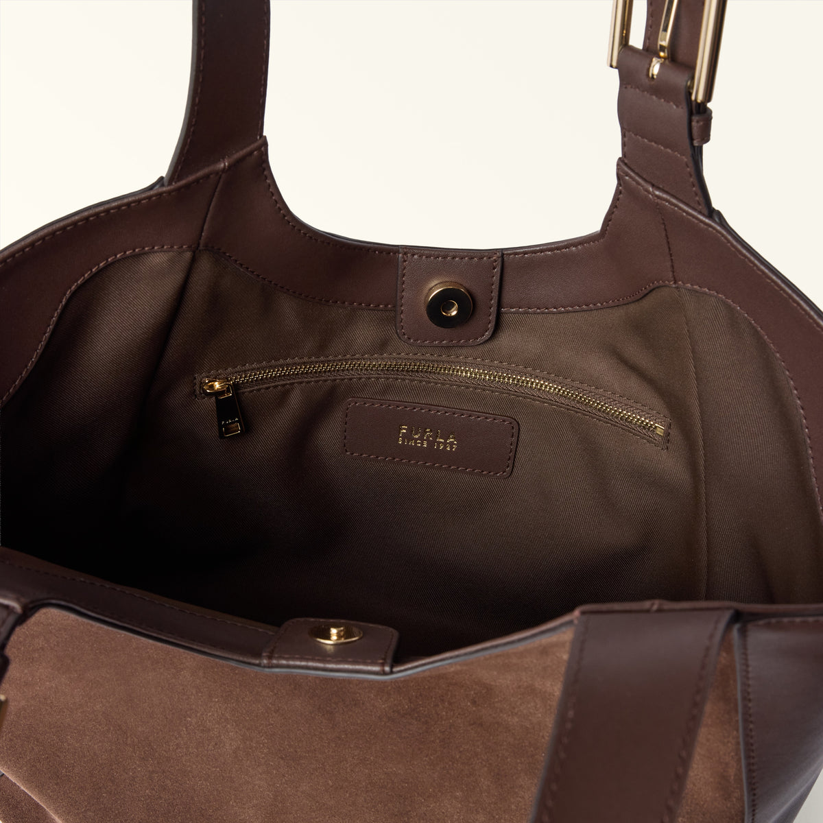 Furla borsa shopping in pelle e camoscio "Dora" WB02012.3244S TONI CIOCCOLATO